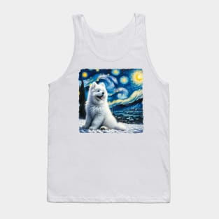 Starry Samoyed Dog Portrait - Pet Portrait Tank Top